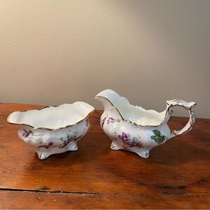 Hammersley Victorian Violets Cream and Sugar Set